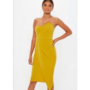 Chartreuse bandeau midi dress